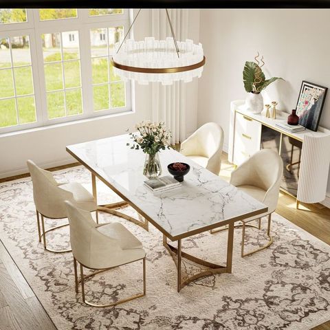 Style and Functionality The White Faux Marble Dining Table Advantage